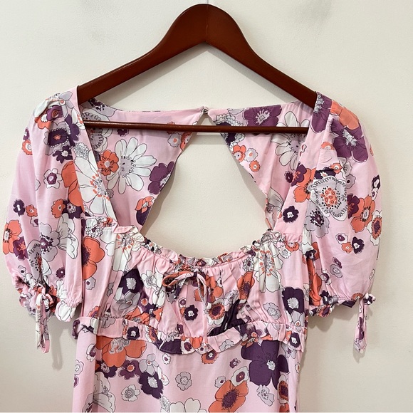 For Love & Lemons Magnolia Floral Mini Dress Cottage Core Retro 70s Size Small - Picture 10 of 16